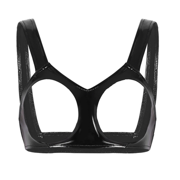 Sexy Clubwear Wet Look Women's Mini Bra /  Open Cups Porno Underwear / Hollow Out Female Bra - EVE's SECRETS